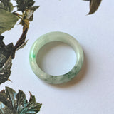 17mm A-Grade Natural Floral Jadeite Abacus Ring Band No.161457