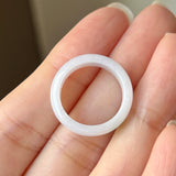 16.1mm A-Grade Natural Moss On Snow Jadeite Ring Band No. 162438