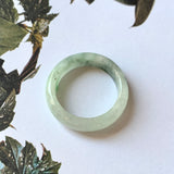 17mm A-Grade Natural Floral Jadeite Abacus Ring Band No.161457