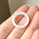 16.1mm A-Grade Natural Moss On Snow Jadeite Ring Band No. 162438