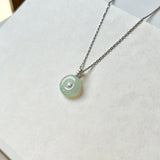 Icy A-Grade Light Green Jadeite Donut (Trinity Heart) Pendant No. 172531