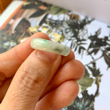 17mm A-Grade Natural Floral Jadeite Abacus Ring Band No.161457