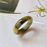 19.1mm A-Grade Natural Yellow Black Jadeite Abacus Ring Band No.161762