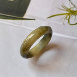 19.1mm A-Grade Natural Yellow Black Jadeite Abacus Ring Band No.161762