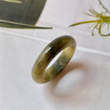 19.1mm A-Grade Natural Yellow Black Jadeite Abacus Ring Band No.161762