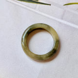 19.1mm A-Grade Natural Yellow Black Jadeite Abacus Ring Band No.161762