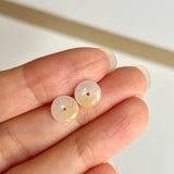 3.4 cts A-Grade Natural  White Yellow Jadeite Donut Pair No. 180830