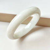 58mm A-Grade Natural White Jadeite Modern Round Bangle No.151865