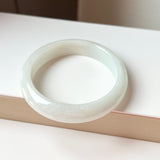 58mm A-Grade Natural White Jadeite Modern Round Bangle No.151865