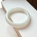 58mm A-Grade Natural White Jadeite Modern Round Bangle No.151865