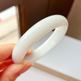 58mm A-Grade Natural White Jadeite Modern Round Bangle No.151865