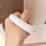 58mm A-Grade Natural White Jadeite Modern Round Bangle No.151865