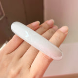 58mm A-Grade Natural White Jadeite Modern Round Bangle No.151865