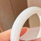 58mm A-Grade Natural White Jadeite Modern Round Bangle No.151865