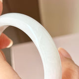 58mm A-Grade Natural White Jadeite Modern Round Bangle No.151865