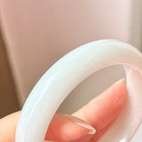 58mm A-Grade Natural White Jadeite Modern Round Bangle No.151865