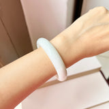 58mm A-Grade Natural White Jadeite Modern Round Bangle No.151865