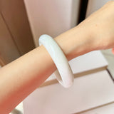 58mm A-Grade Natural White Jadeite Modern Round Bangle No.151865