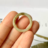 17.2mm A-Grade Natural Light Yellowish Green Jadeite Abacus Ring Band No.161948