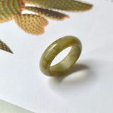 18.3mm A-Grade Natural Brownish Green Jadeite Abacus Ring Band No.161799