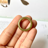 18.3mm A-Grade Natural Brownish Green Jadeite Abacus Ring Band No.161799