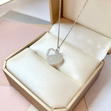 A-Grade White Jadeite Heart Pendant No. 172523