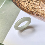 17.4mm A-Grade Natural Light Green Jadeite Abacus Ring Band No.161469