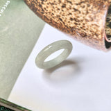 17.4mm A-Grade Natural Light Green Jadeite Abacus Ring Band No.161469