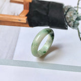 17.3mm A-Grade Natural Floral Jadeite Abacus Ring Band No.161818