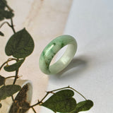 17.3mm A-Grade Natural Light Green Jadeite Abacus Ring Band No.161460