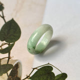 17.3mm A-Grade Natural Light Green Jadeite Abacus Ring Band No.161460