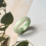 17.3mm A-Grade Natural Light Green Jadeite Abacus Ring Band No.161460