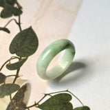 17.3mm A-Grade Natural Light Green Jadeite Abacus Ring Band No.161460