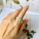 17.3mm A-Grade Natural Light Green Jadeite Abacus Ring Band No.161460