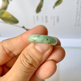 17.3mm A-Grade Natural Light Green Jadeite Abacus Ring Band No.161460