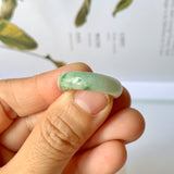 17.3mm A-Grade Natural Light Green Jadeite Abacus Ring Band No.161460