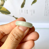 17.3mm A-Grade Natural Light Green Jadeite Abacus Ring Band No.161460