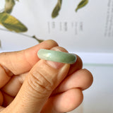 17.3mm A-Grade Natural Light Green Jadeite Abacus Ring Band No.161460