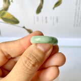 17.3mm A-Grade Natural Light Green Jadeite Abacus Ring Band No.161460