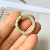 17.3mm A-Grade Natural Light Green Jadeite Abacus Ring Band No.161460