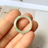 17.3mm A-Grade Natural Light Green Jadeite Abacus Ring Band No.161460