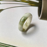 17.2mm A-Grade Natural White Yellowish Green Jadeite Abacus Ring Band No.161463