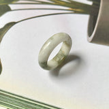 17.2mm A-Grade Natural White Yellowish Green Jadeite Abacus Ring Band No.161463