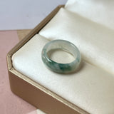 16.4mm A-Grade Natural Floral Jadeite Abacus Ring Band No.162460