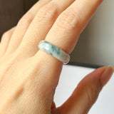 16.4mm A-Grade Natural Floral Jadeite Abacus Ring Band No.162460