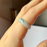 16.4mm A-Grade Natural Floral Jadeite Abacus Ring Band No.162460