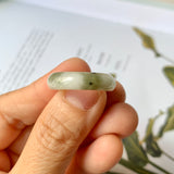 17.2mm A-Grade Natural White Yellowish Green Jadeite Abacus Ring Band No.161463