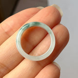 16.4mm A-Grade Natural Floral Jadeite Abacus Ring Band No.162460