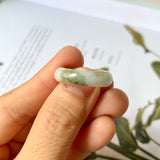 17.2mm A-Grade Natural White Yellowish Green Jadeite Abacus Ring Band No.161463