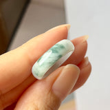 16.4mm A-Grade Natural Floral Jadeite Abacus Ring Band No.162460